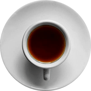 Top view of a coffee mug on table